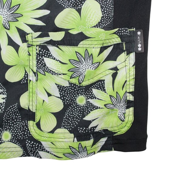 Koi Womens Large Medical EMS Vet Nurse Scrub Top Green Floral Stretch Breathable - Picture 7 of 11